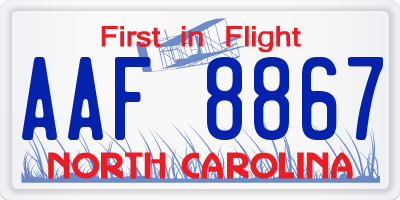 NC license plate AAF8867