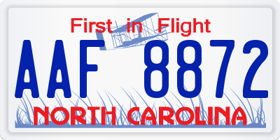 NC license plate AAF8872