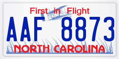 NC license plate AAF8873