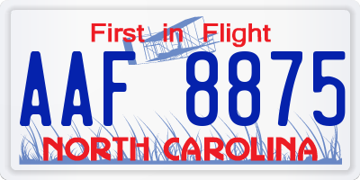 NC license plate AAF8875