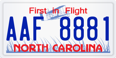 NC license plate AAF8881