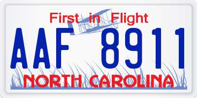 NC license plate AAF8911