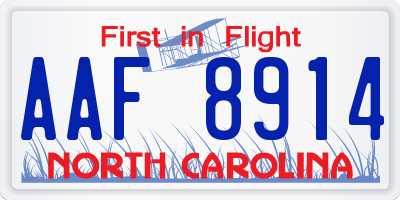 NC license plate AAF8914