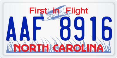 NC license plate AAF8916