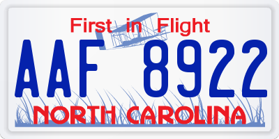 NC license plate AAF8922