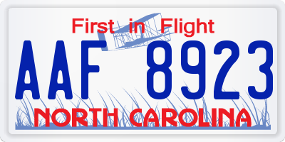 NC license plate AAF8923