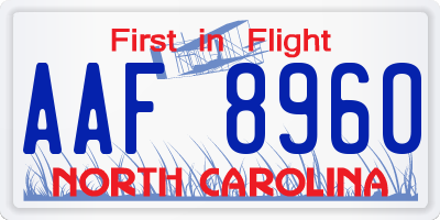 NC license plate AAF8960