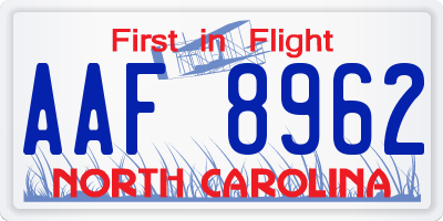 NC license plate AAF8962