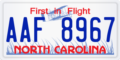 NC license plate AAF8967