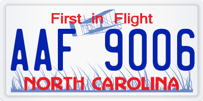 NC license plate AAF9006