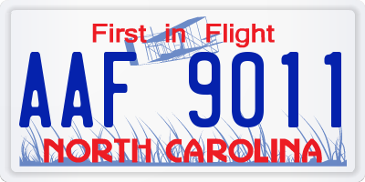NC license plate AAF9011