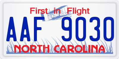 NC license plate AAF9030