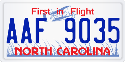NC license plate AAF9035