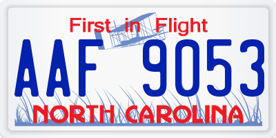 NC license plate AAF9053