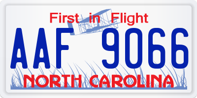 NC license plate AAF9066