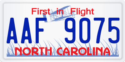 NC license plate AAF9075