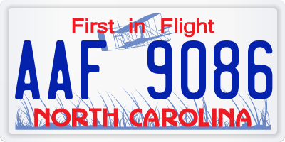 NC license plate AAF9086