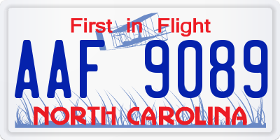 NC license plate AAF9089