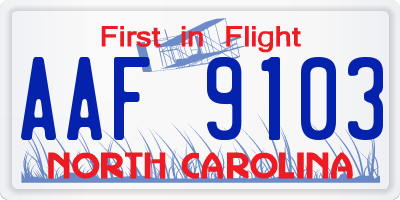 NC license plate AAF9103