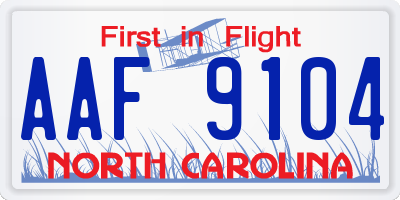 NC license plate AAF9104