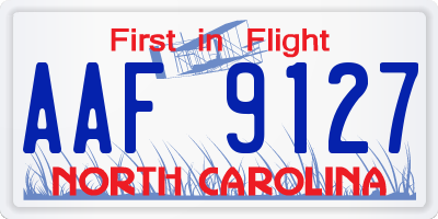 NC license plate AAF9127