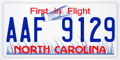 NC license plate AAF9129