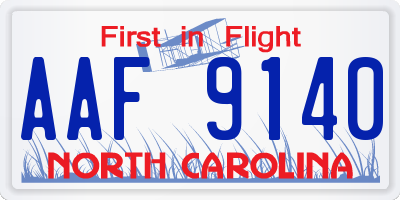 NC license plate AAF9140