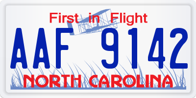 NC license plate AAF9142