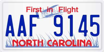 NC license plate AAF9145
