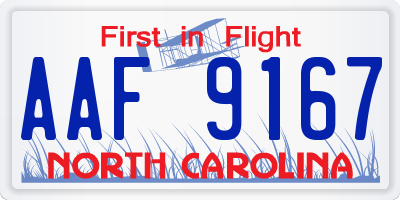 NC license plate AAF9167