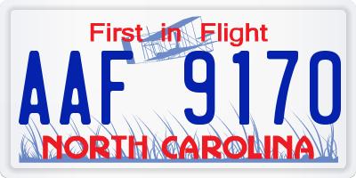 NC license plate AAF9170