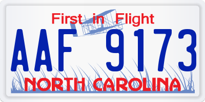 NC license plate AAF9173