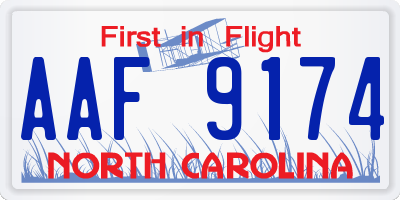NC license plate AAF9174