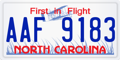 NC license plate AAF9183