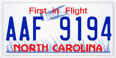 NC license plate AAF9194