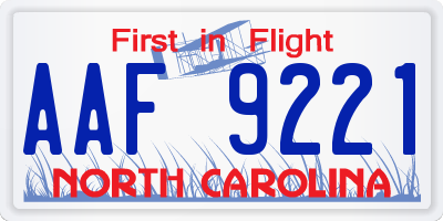 NC license plate AAF9221