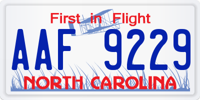 NC license plate AAF9229