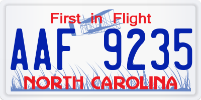 NC license plate AAF9235