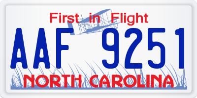 NC license plate AAF9251