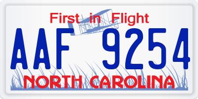 NC license plate AAF9254