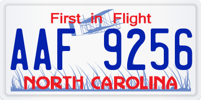 NC license plate AAF9256