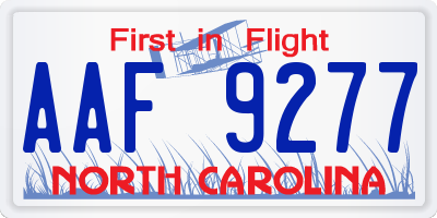 NC license plate AAF9277