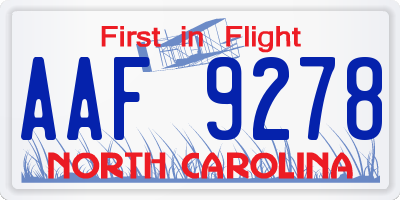 NC license plate AAF9278