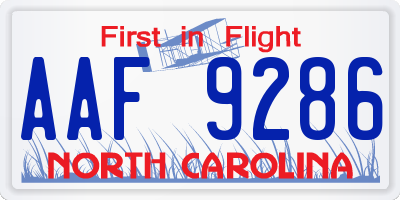 NC license plate AAF9286