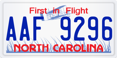 NC license plate AAF9296