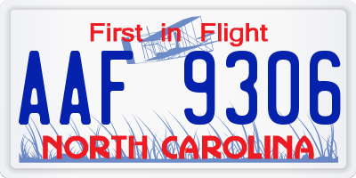 NC license plate AAF9306