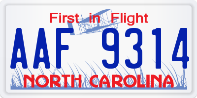 NC license plate AAF9314