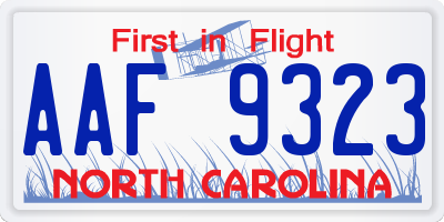 NC license plate AAF9323