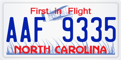NC license plate AAF9335