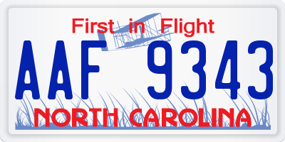 NC license plate AAF9343